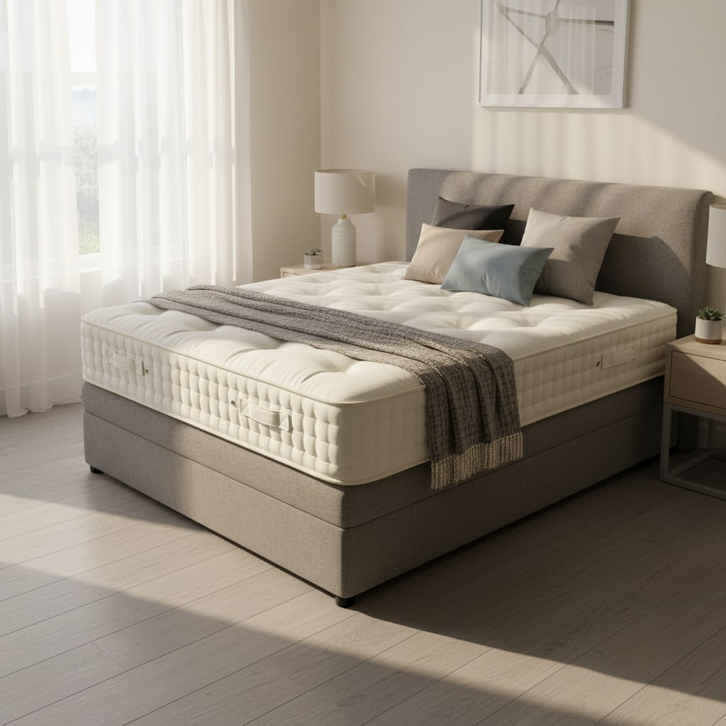 White mattress on a gray background