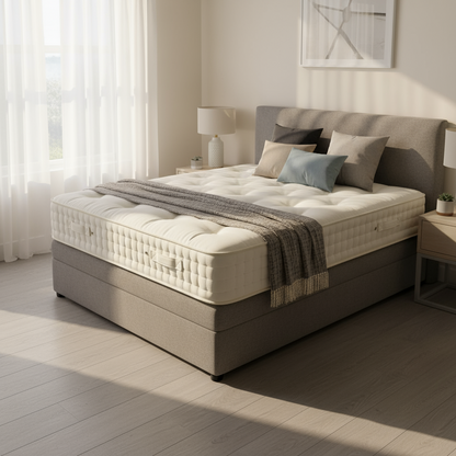 White mattress on a gray background